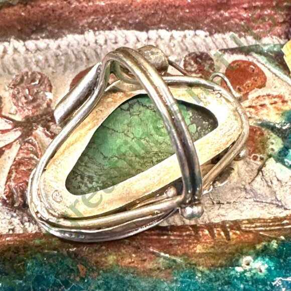 Vintage Sterling SIlver & Spider Web Turquoise Ring Size 7 - Picture 2 of 6